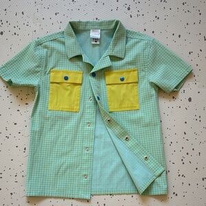 Hanna Andersson Green and Yellow Plaid Kids Shirt